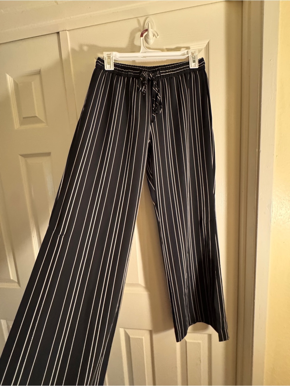 Zara Black Pinstripe Elastic Waist Trousers
